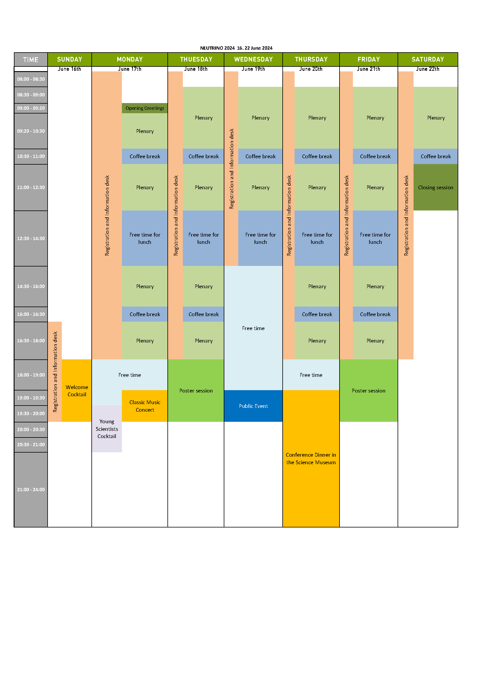 Program at a glance - Neutrino 2024